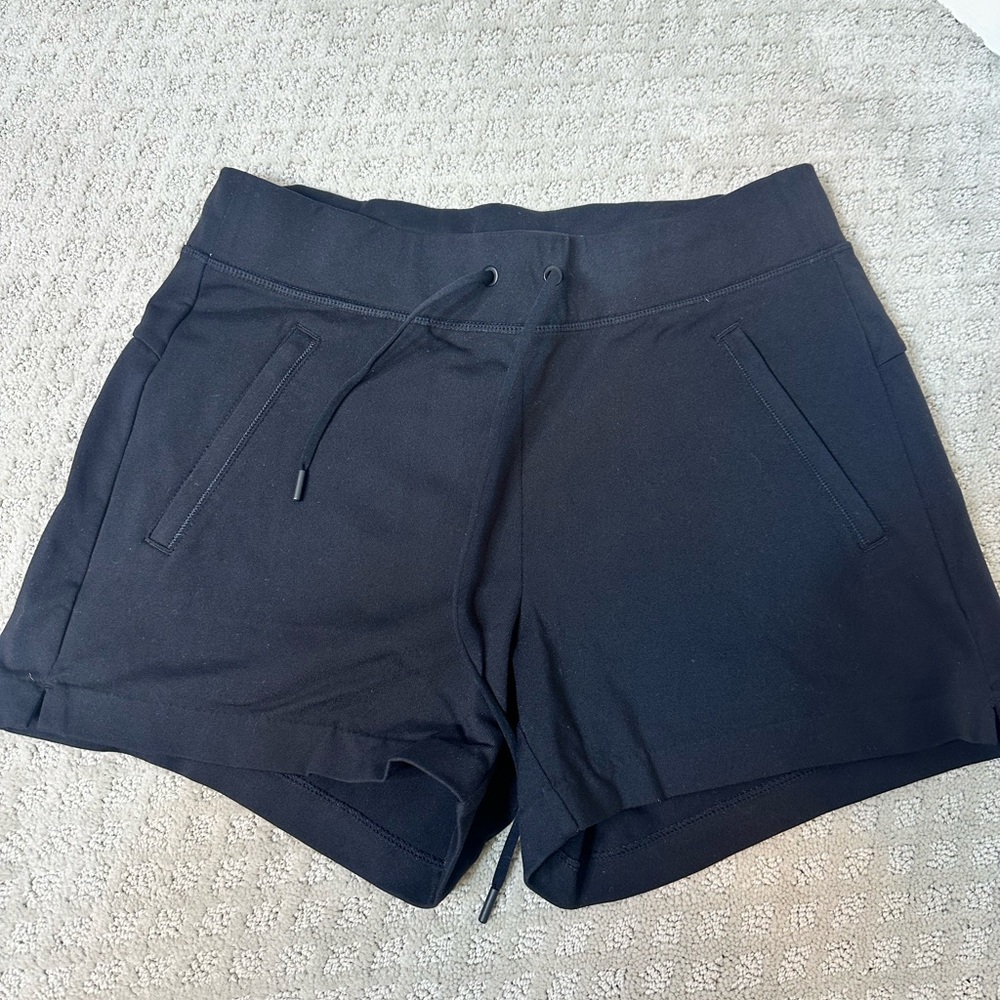 Sz S Athleta black drawstring shorts zipper pockets thicker material